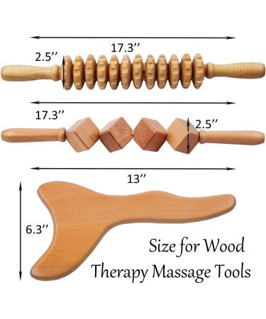 Wood Therapy Massage Tools 3-Piece Set for Lymphatic Drainage - Maderotherapy Colombiana Kit for Anti-Cellulite & Body Sculpting - Buy Online on GoSupps.com