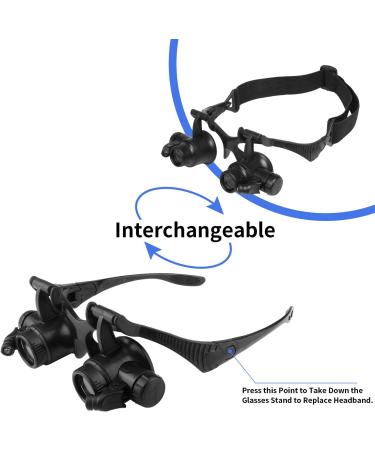 Beileshi Watch Repair Magnifier Loupe Set with LED Light and 8 Interchangeable Lens - 2.5X-25X Magnification - Buy Online on GoSupps.com