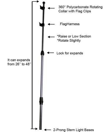 Pactrade Marine Telescoping Boat Flag Pole 26-48 Aluminum Tube - No Flag - Buy Online on GoSupps.com