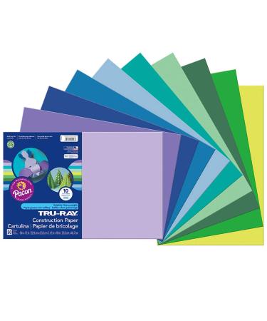Tru-Ray Heavyweight Construction Paper  Cool Assorted Colors  12 x 18  50 Sheets (102943)