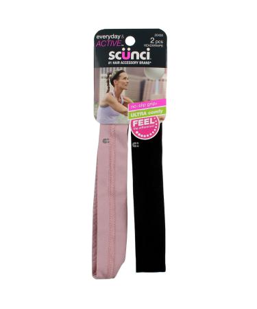 Scunci No-Slip Silicone Headwraps Polka Dot/Navy 2 Count