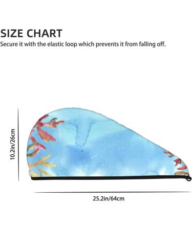 Sea and Fish Microfiber Hair Towel - Super Absorbent Coral Velvet Wrap for Long Curly & Thick Hair - Quick Drying Cap for Women - Buy Online on GoSupps.com