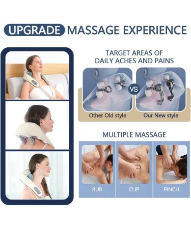 Shiatsu Neck Massage Device with Heat - 5D Deep Tissue Relief for Neck Back & Shoulders - Beige - Buy Online on GoSupps.com