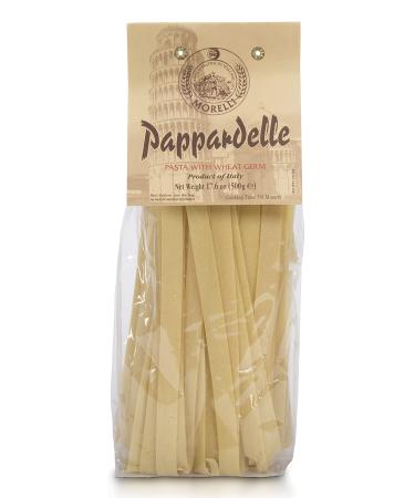 Morelli Pappardelle Pasta - Egg Pasta with Wheat Germ - Imported Pasta from Italy, Pappardelle Noodles, Wide Noodles, Egg Noodles Pasta 17.6oz (500g) 1.1 Pound (Pack of 1)