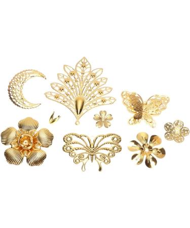 COHEALI 37pcs Bridal Headpiece Gold Butterfly Charm Metal Hollow 3d Charms Crafts Hollow Out Bride Beads - Buy Online on GoSupps.com