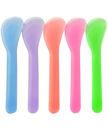 WANBAO 100 Pcs Plastic Cosmetic Spatula Disposable Makeup Tools Spoon for Makeup DIY Mixing and Sampling  Mixed Color