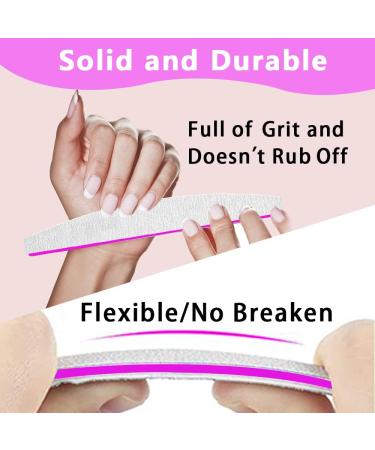 12pcs Professional 100/180 Grit Nail Files for Acrylic, Gel, Thick, and False Nails - Washable & Reusable Double-Sided Emery Board - Buy Online on GoSupps.com