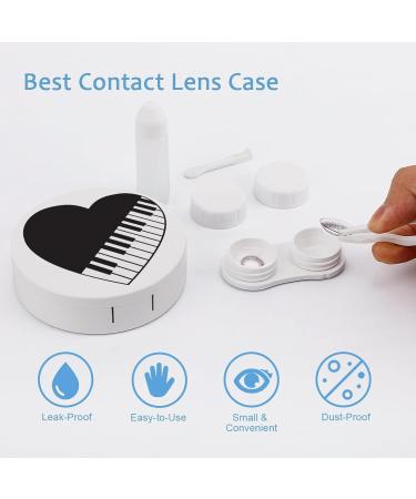 Piano Keys Heart Round Case For Contact Lens Kit Storage Box with Mirror Printed - Buy Online on GoSupps.com