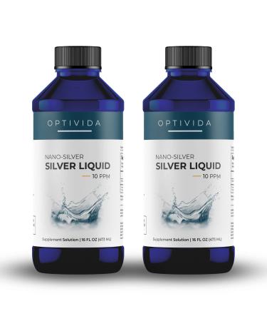 Optivida Health- Colloidal Nano Silver Liquid for Immune Support, All Natural & Promotes A Healthy Immune System Booster Silver Liquid Solution 10PPM (2 Pack)