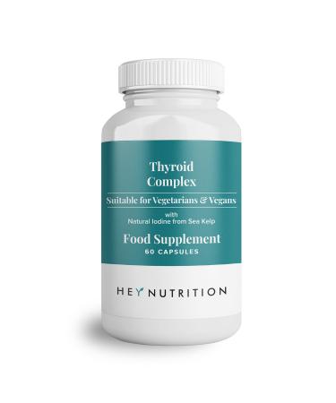 Hey Nutrition Thyroid Complex Supplement - Copper Iron Zinc Selenium Vitamin B Blend - Advanced Thyroid Function - 60 Capsules/30 Servings - Non-GMO Vegan