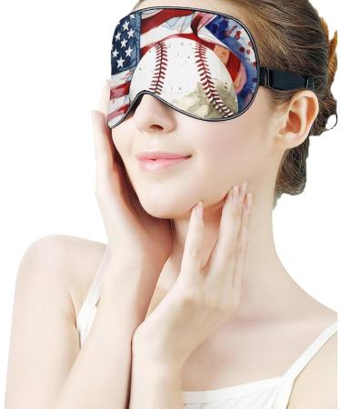 American Flag Baseball Sleep Mask | Soft Light-Blocking Eye Cover for Women | Adjustable Strap Baseball Decor - Buy Online on GoSupps.com