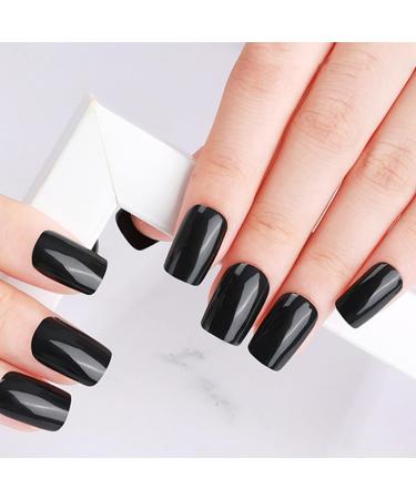 16 Pieces Gel Nail Stickers Semi Cured Gel Nail Polish Strips Full Nail Wraps Soft Self Adhesive Natural Gel Nail Art Stickers Dark Black Gel Nail Strips for Women and Girls Nail Art