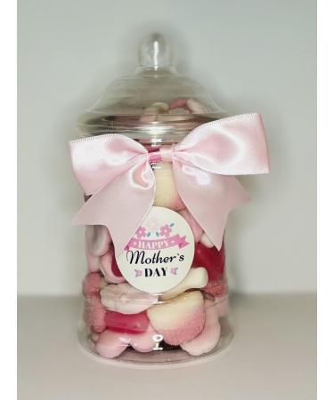 Happy Mothers Day Mum Filled Pink Pick N Mix Gummy Sweet Jar Gift Present 380ml
