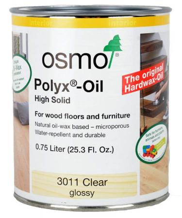 Osmo Polyx-Oil, 3011 Clear Gloss - .750 Liter 25.36 Fl Oz (Pack of 1) Clear Gloss