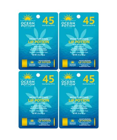 Ocean Potion Suncare Moisturizing Lip Potion SPF 45 Orange Vanilla 0.15 Ounce each Pack of 4