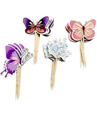 Colorful fun Pets Sloths Cats Dogs Butterflies Cupcake Toppers. Set of 12. (Butterflies) - Buy Online on GoSupps.com