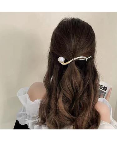KuuGuu 4 PCS Pearl Hairpin Barrettes for Women - Wedding Bridal Hair Pins with Rhinestones in Gold & Silver - Buy Online on GoSupps.com