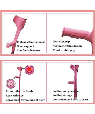 Aluminum Forearm Crutches Lightweight Non-Slip Crutches for Adults Height Adjustable Folding Crutches for Walking Balanced Walker Medical Mobility Accessories (Pink) (Black) Warm as Ever - Buy Online on GoSupps.com