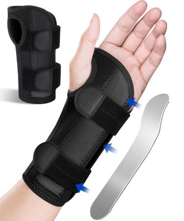 Wrist Brace with Metal Wrist Splint Carpal Tunnel Wrist Brace for Night Sleep Adjustable Wrist Support Men Women for Tendonitis Arthritis Pain Relief - Left Hand Small Fit Wrist 5.1-6.9 inch Left Hand-black Small