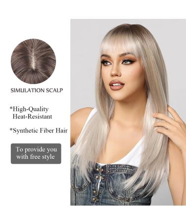 Oefei Pink Brown Ombre Wig | Long Straight Layered Synthetic Heat-Resistant Wig for Daily Wear Parties & Cosplay (Blonde Ombre 1130-1) - Buy Online on GoSupps.com