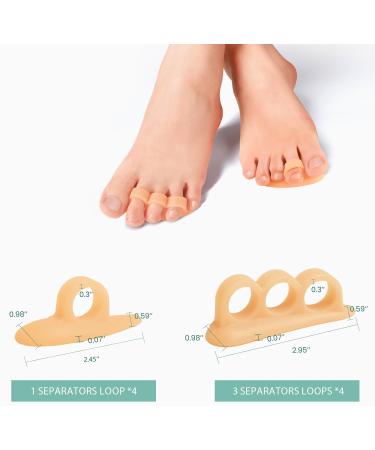 Welnove Hammertoe Corrector Gel Toe Straighteners - 8 Pcs Firm Support Pads for Bent Crooked & Hammer Toes - Cushioned Relief in Beige - Buy Online on GoSupps.com