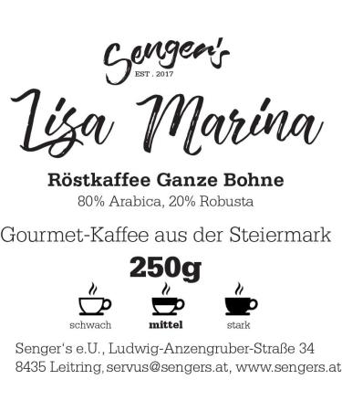  Senger's Sengers Steiermark Espresso Coffee 250 g Whole Bean - Buy Online on GoSupps.com