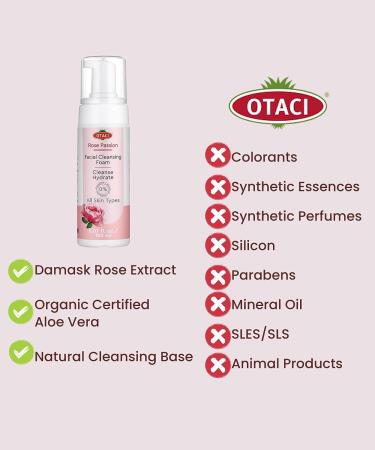 OTACI Rose Passion Facial Cleansing Foam - Natural Face Cleanser for Skin Hydration - Buy Online on GoSupps.com