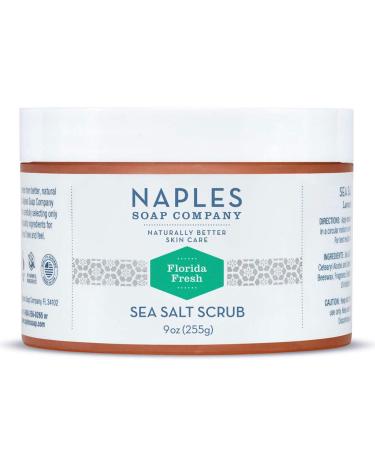 Naples Soap Natural Sea Salt Scrub - Detoxifying Shea Moisturizing Scrub - No Harmful Ingredients - Natural Skin Care Removes Dry  Dull Flakes Revealing Radiant Skin - 9 oz  Florida Fresh Citrus Florida Fresh (Citrus)