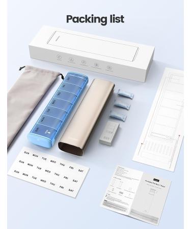 Vaydeer 7-Day Weekly Pill Organizer | Metal Travel Pill Case | Large Capacity Cute Pill Box for Vitamins & Medication - Champagne - Buy Online on GoSupps.com