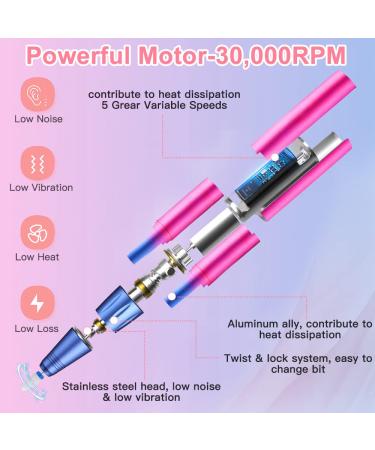 Senignol Cordless Nail Drill - 30000RPM Portable Electric File Kit for Acrylic Nails | 5 Speeds Manicure Pedicure Set - Perfect Christmas Gift for Women - Buy Online on GoSupps.com