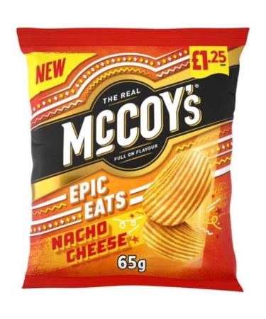 McCoy's Nacho Cheese Ridge Cut Crisps 65g - Box of 20 (Price Marked)