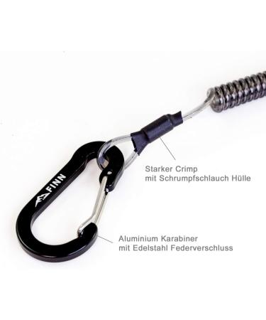 2 Pack Finn Outdoors Spiral Cable & Keychain Lanyard - Versatile Fuse Band with Carabiner for Boating Fishing & Outdoor Use - Black - Buy Online on GoSupps.com