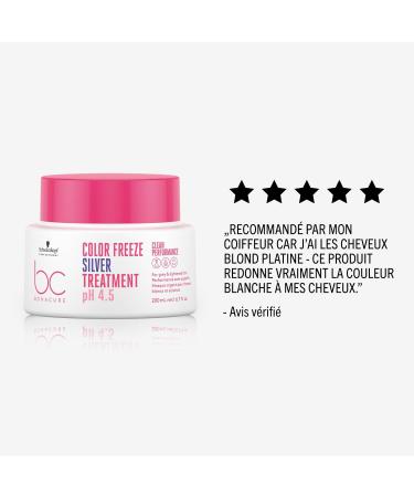 Schwarzkopf Professional Bonacure Color Freeze Silver Treatment Masque Capillaire Cr meux Cheveux Gris claircis clat Cendr Neutralise Les Tons Jaunes Complexe De Soins V gan pH 4.5 200 ml Agrume 200 g (Lot de 1) - Buy Online on GoSupps.com