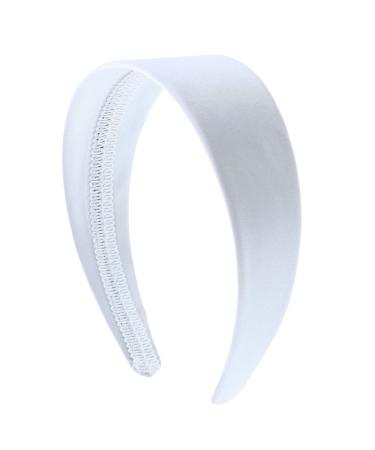 White 2 Inch Wide Satin Hard Headband with No Teeth Head band for Women and Girls (Motique Accessories) by Motique Accessories