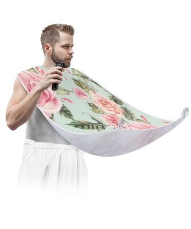 Beard Bib Apron Beard Bib Hair Catcher for Men Shaving and Trimming Non-Stick Waterproof Beard Cape Grooming Cloth Floral Flower Roses