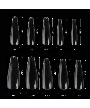600pc Clear Acrylic Coffin False Nails - Full Cover Ballerina Shape for Women Teens Girls - Buy Online on GoSupps.com