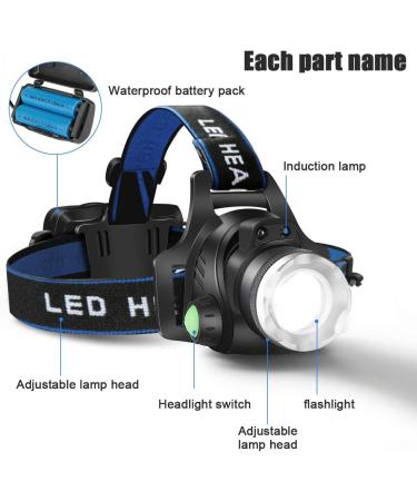 CUGHYS Rechargeable LED Headlamp | 4 Modes, Waterproof, Adjustable Headband | Camping, Hiking, Hunting | Black - Buy Online on GoSupps.com