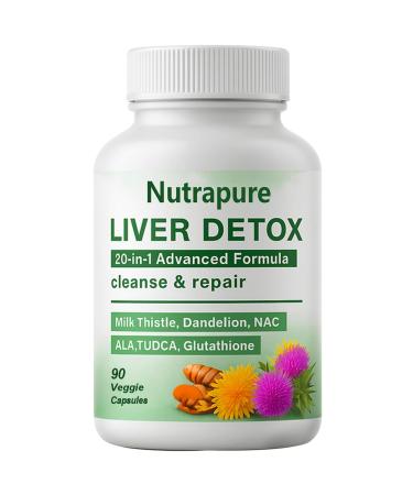 Liver Detox Capsules - 20-in-1 Herbal Formula with Milk Thistle Dandelion Turmeric & Artichoke Leaf for Liver Support and Digestive Balance Non-GMO Gluten-Free (1)
