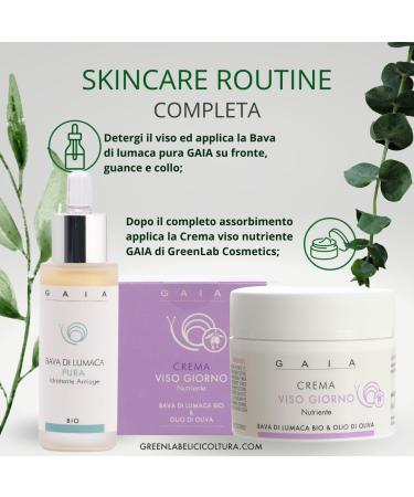 Greenlab Elicicoltura Facial cream of pure snail mucus and olive oil EVO super caring and moisturizing GAIA 50 ml - Buy Online on GoSupps.com