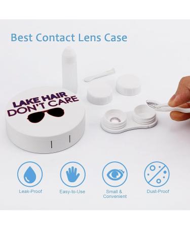 Lake Hair Don't Care Round Case For Contact Lens Kit Storage Box with Mirror Printed - Buy Online on GoSupps.com