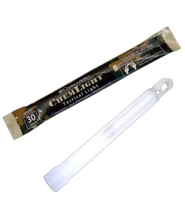 Cyalume - 9-03680 ChemLight Military Grade Chemical Light Sticks  30 Minute Duration Light Sticks Provide Intense Light, Ideal as Emergency or Safety Lights and Much More, Standard Issue for U.S. Military Personnel  White, 6 Long (Pack of 10) White-High I