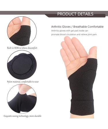 YUNYILAN 2pcs Thumb Compression Arthritis Gloves - Gel Wrist Support for Joint Pain Tendonitis & Sprains (Black - Buy Online on GoSupps.com