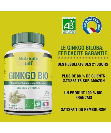 Ginkgo Biloba Bio 90 Capsules - Heavy Legs - Provides Energy Memory and Tone - 100% Natural for More Intellectual and Physical Vividness - Buy Online on GoSupps.com