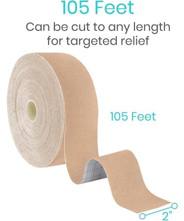 Vive Kinesiology Tape - 105ft Uncut Kensio Roll for Muscle and Joint Recovery - Waterproof Support for Shoulder, Back, Knee, Elbow, Ankle Pain Relief - Beige 2x105' - Buy Online on GoSupps.com