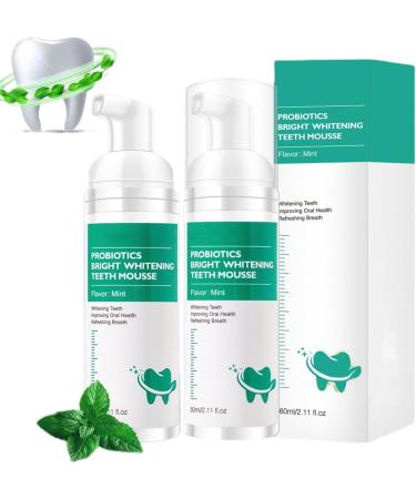 Probiotics Bright Whitening Teeth Mousse Oral Repair Treatment Toothpaste Foam Oral Care to Eliminate Bad Breath Refreshing Breath Deep Cleaning Teeth 2PCs