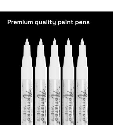 ARTISTRO White Paint Pen Set - 5 Acrylic Markers for Rock, Ceramic, Glass, Wood, Metal, Fabric & Canvas - Extra-Fine Tip, Water-Based White Paint - Buy Online on GoSupps.com