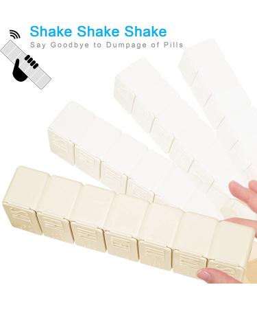 7-Day Pill Organizer with Braille Labels - Travel-Friendly Medication Dispenser for Vitamins and Supplements (Beige) - Buy Online on GoSupps.com