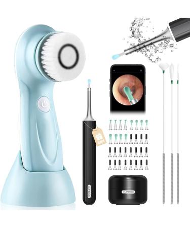 Wireless Ear Wax Removal Kit with 1080p HD Camera & LED Lights | iOS & Android Compatible | Facial Cleansing Brush Included (Black) - Buy Online on GoSupps.com