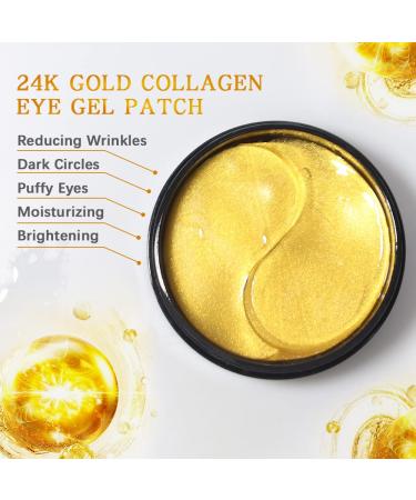 LIYALAN 24K Gold Under Eye Patches - 60 Pcs | Dark Circles & Puffiness Treatment for Men & Women - Buy Online on GoSupps.com