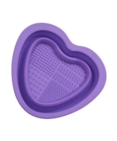 Bexdug Makeup Cleaning Bowl Heart Shape Silicone Makeup Brush Cleaning Mat Bowl | Portable Washing Tool for Brushes Sponges Makeup Cleaning Tools for Makeup Lovers Purple